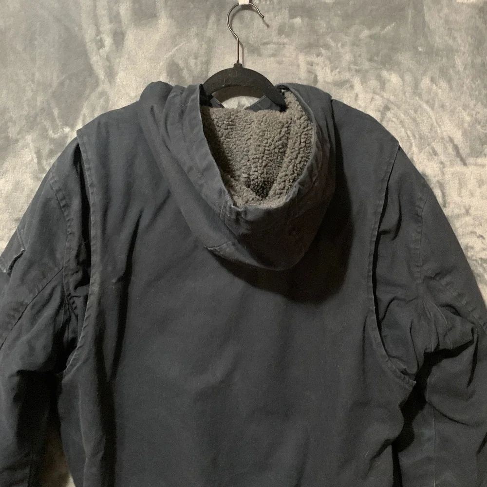 Lee Jacket Mens XL LM33JK686 Black Sherpa Lined Hooded Workwear EUC